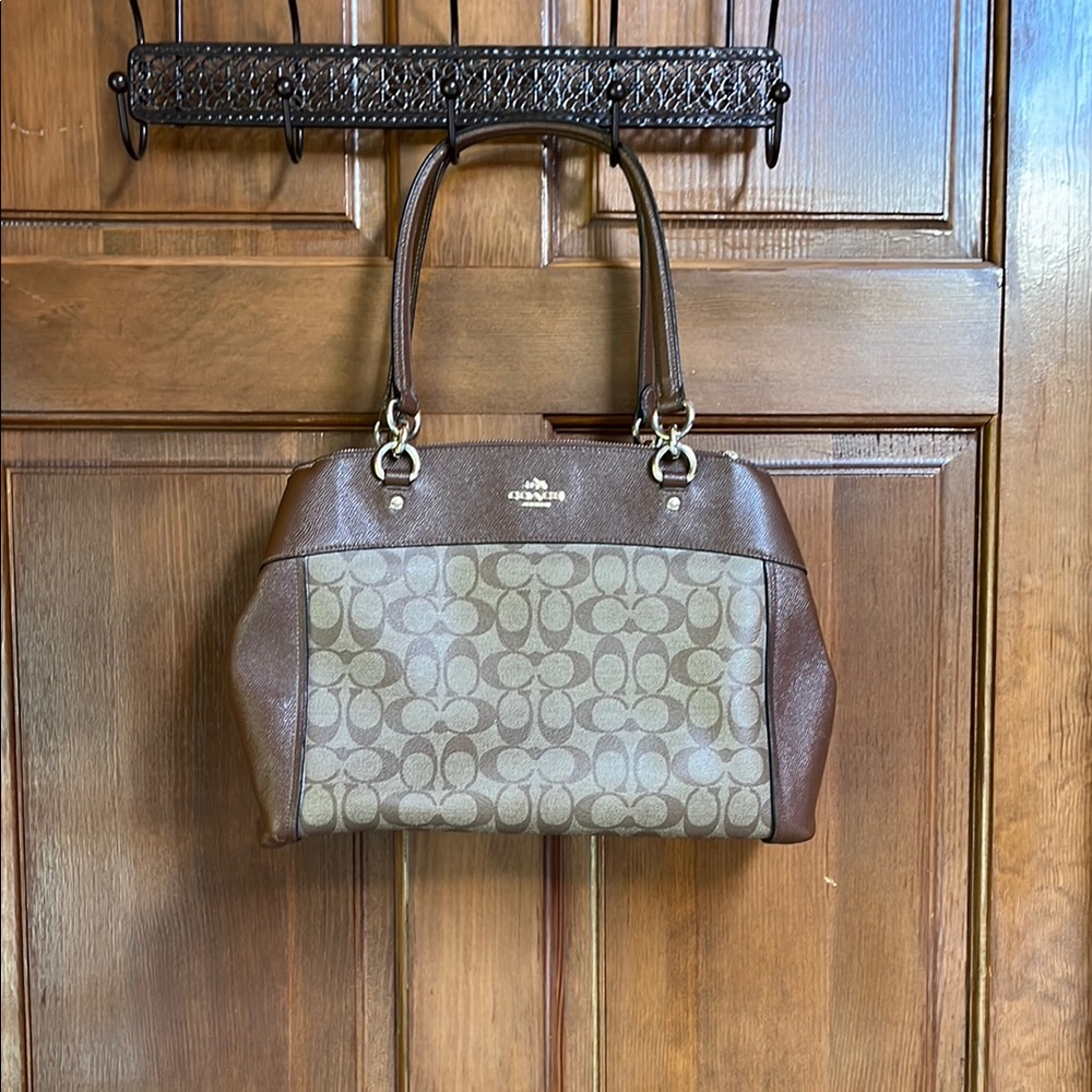 Coach Brown Satchel with Signature Design